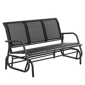 Panca a dondolo da esterno per 3 persone con tessuto in rete traspirante e struttura in metallo nero, con 3 posti - Categoria prodotto: Cappotti da donna - Product Image 1