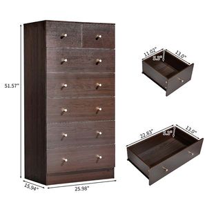 Cassettiera in Melamina Testurizzata 66*40*131cm con 5+2 Cassetti e Maniglie Oro Opaco - Product Image 5