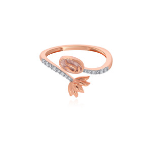 Bague de fiançailles en or premium sertie de diamants, motif floral Lotus en fleurs, pour femmes, fournisseur de bijoux en gros - Product Image 1
