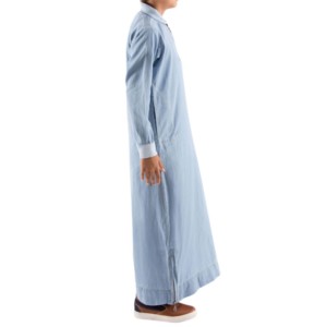 V Neck Modest Cotton Ankle Length Islamic Children's Abaya <b>Robe</b> Thobe Thawb Caftan Pocket <b>Men</b> - Product Image 2