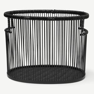 Durable Handwoven Black <b>Bamboo</b> <b>Basket</b> Multifunctional Cylinder Storage Organizer and Hamper for Household Decoration - Product Image 1
