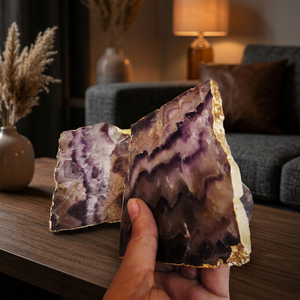 Wholesale Polished Amethyst Natural Quartz Gemstone Plates <b>Coasters</b> Golden Trim Crystal Crafts Tea Coffee Cup Slices - Product Image 2