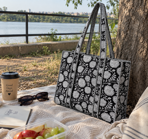 Sac fourre-tout d'été fait main 100 % coton, couleur unie, style vintage, avec fermeture éclair, lavable, pour femmes, pour le shopping quotidien et les voyages - Product Image 2