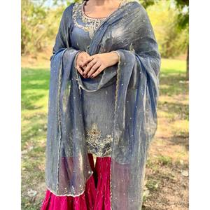 Magnifique tenue traditionnelle musulmane et accessoires – Ensemble élégant haut, bas et dupatta pour les fêtes - Product Image 6