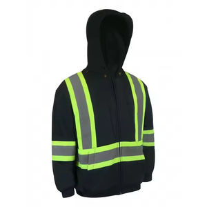 Sudadera de Seguridad ANSI Clase 2 con Cierre de Cremallera, Tejido Cálido Fluorescente Negro Naranja Impermeable OEM, LED Reflectante de Alta Intensidad - Product Image 4