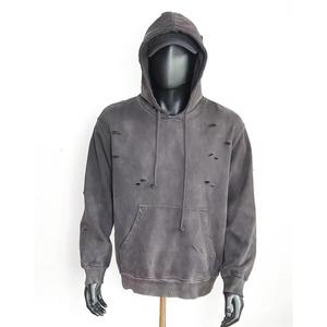 Sweat à capuche vintage de haute qualité 100% coton, effet délavé, poids lourd, streetwear, 460g, effet usé, grandes tailles - Product Image 1