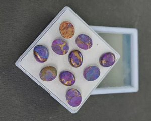 Cabochon ovale en turquoise cuivrée pour la fabrication de bijoux - Product Image 3