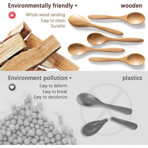 Juego de 7 Cucharas de Madera de Schima de 5.8 Pulgadas, Cucharitas de Madera Pequeñas para Té y Café, Utensilios de Cocina - Product Image 2