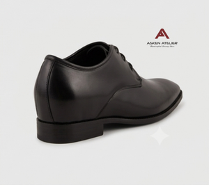 Zapatos de vestir de cuero genuino para hombre, con cordones, punta en pico, estilo Oxford, con tacón oculto de 3 pulgadas, para negocios, bodas, oficina y uso formal. - Product Image 3