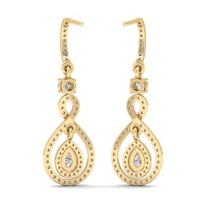 Boucles d'oreilles pendantes REYES en or massif 14 carats de haute qualité avec diamants CVD cultivés en laboratoire, fabrication OEM ODM, bijoux fins pour femmes - Product Image 4