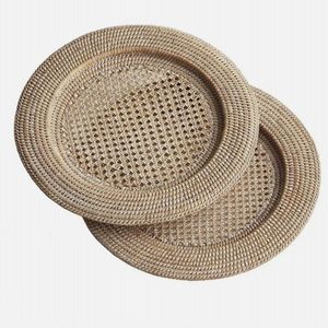 Placas de cargador de ratán respetuosas con el medio ambiente, venta al por mayor, plato de servicio rústico hecho a mano duradero para compradores de negocios de catering - Product Image 3