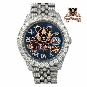 Reloj Analógico Vivid Moissanite con Caja de Acero Pulido y Brazalete de Eslabones - Product Image 2