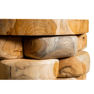 Banc empilable ARTERRA Premium Teak Pebble, chef-d'œuvre rustique en bois fait main pour hôtel et appartement - Product Image 3
