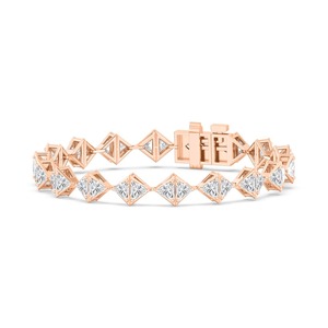Bracelet en or rose avec diamants taille princesse, bijoux de luxe pour femmes, diamants naturels certifiés GIA - Product Image 2