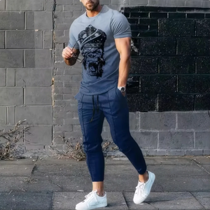 Unisex Hooded Casual Solid Sports Set 2-Piece <b>Jogging</b> <b>Suit</b> 3D Printed Winter Fashion Lightweight Full Sleeve T-Shirt + Pants - Product Image 2