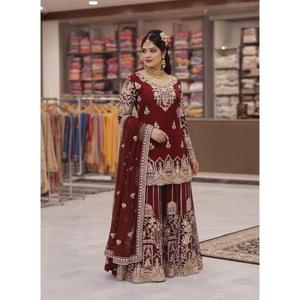 Ensemble Plazzo Premium pour Femmes, Dernière Collection Ethnique, Tenue Confortable et Élégante pour Mariage, Fête, Collection Festive et Usage Quotidien - Product Image 1