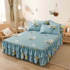 Floral Printed <b>Bed</b> Skirt Fitted <b>Bed</b> <b>Sheet</b> King <b>Queen</b> Bedspread Mattress Cover Wholesale Bedding Supplier - Product Image 4