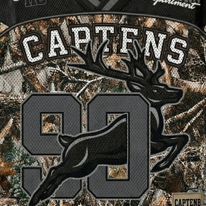 T-shirt en maille surdimensionné personnalisé, coupe carrée, style football américain, impression par transfert thermique, maillot de football rétro camouflage - Product Image 6