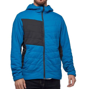 Veste matelassée à capuche bleue pour homme, coupe-vent, avec blocs de couleur, fermeture éclair, manches classiques, rembourrage en polyester, style sportif hiver - Product Image 6