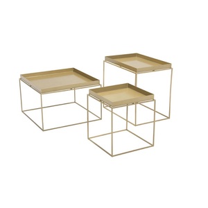 Durable Metal <b>Nesting</b> <b>Table</b> With Wooden Top Compact And Stylish Furniture For Living Room And Office Spaces - Product Image 2