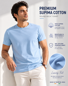 Camiseta de Manga Corta para Hombre, Cuello Redondo, Blanca, Lisa, 100% Algodón Supima, 180/220 GSM, Transpirable, Corte Regular - Product Image 2