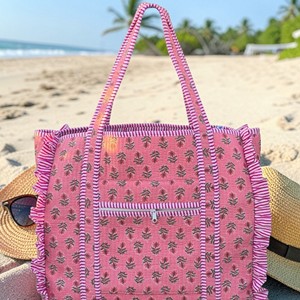 Sac à bandoulière matelassé en coton grande capacité, motif floral, en polyester, pour femme, usage quotidien, vente en gros - Product Image 1