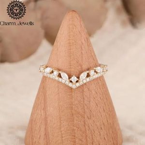Charm_Jewells Women's Rose Gold Plated Moissanite Engagement <b>Ring</b> <b>Crown</b> Shape Prong Setting Romantic Style - Product Image 5