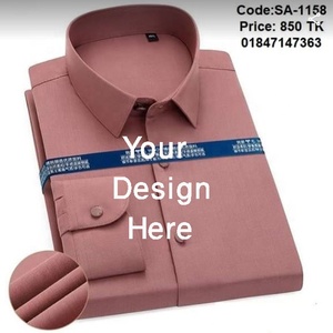 Tela de algodón sólido textura Garrunty Algodón puro mangas completas vestido de hombre camisa de oficina formal para hombres de fábrica de Bangladesh - Product Image 2