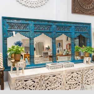 Modern Statement <b>Mirror</b> for Sofa Wall Elegant Multi <b>Panel</b> Reflection Design with Intricate Architectural Detail - Product Image 4