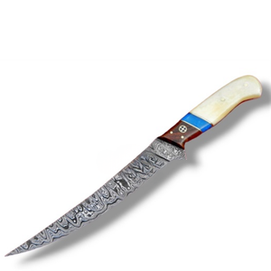Couteaux professionnels à désosser et à fileter avec lame en acier longue et pointue, manche confortable en bois et résine pour la découpe de viande en cuisine - Product Image 3