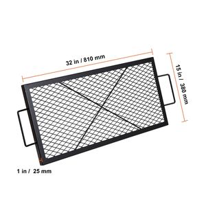 Grille de barbecue rectangulaire en acier robuste X Marks avec support de poignée pour feu de camp - Product Image 6