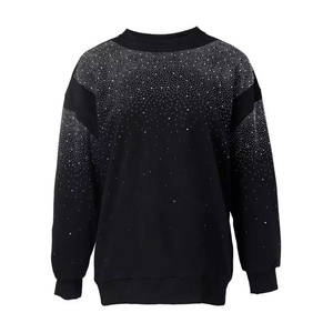 Sweat-shirts d'hiver tricotés pour hommes avec strass – Couleur unie, respirants, écologiques, poches surdimensionnées, col ras du cou, style streetwear avant-gardiste - Product Image 2