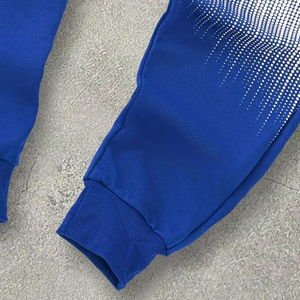 Unisex Blue Hooded Tracksuit Full Sleeve Gradient Print Sporty Casual Wear Autumn Season Polyester Material Regular Fit - Product Image 5
