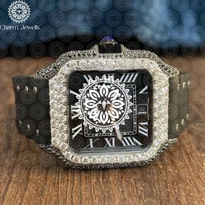 Montre pour homme Charm Jewells en acier inoxydable, boîtier de 40 mm, accents de diamants, analogique, luxe, mode, mouvement mécanique, date automatique, fonction push - Product Image 5