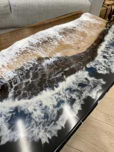 Designer Ocean Wave <b>Epoxy</b> <b>Resin</b> Coffee <b>Table</b> Solid Wood Live Edge Handmade Center <b>Table</b> Modern Luxury Home Furniture - Product Image 1