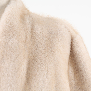 Abrigo de Piel Sintética Color Crema para Mujer, Estilo Teddy, Frente Abierto, Hombros Caídos, Cuello con Muescas, Chaqueta Gruesa de Invierno - Product Image 6