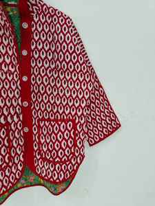 Chaqueta Corta Clásica de Terciopelo Reversible con Estampado Floral Bordado a Mano, Ecológica, con Relleno 100% Algodón - Product Image 4