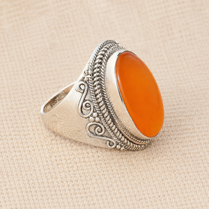 Anillo de Piedra Preciosa Cornalina Natural, Plata de Ley 925, Hecho a Mano, Estilo Vintage, para Mujer y Hombre, Joyería Boho, Regalo de Navidad - Product Image 3