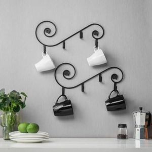 Support de tasse en fer de qualité supérieure pour l'affichage de tasses à café, améliorant la décoration de la cuisine avec une élégance métallique - Product Image 4