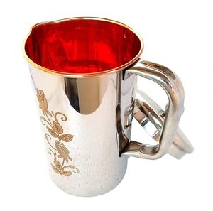 Carafe à eau en cuivre artisanale avec motif floral, idéale pour le service traditionnel et la décoration intérieure - Product Image 3