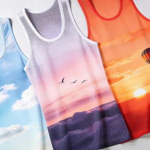 Custom Men Lightweight Tank Top Polyester Sublimation Print Running Fitness Sleeveless Gym Vest OEM Bulk - Product Image 4