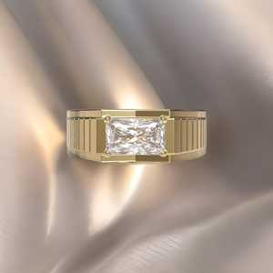 Anillo Moderno de Diamante de Corte Radiante de Alta Calidad de 1.00CT, Oro Sólido de 14K con Diamante Cultivado en Laboratorio, Regalo de Aniversario de Bodas para Pareja - Product Image 1