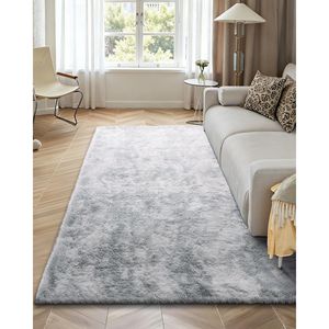 Alfombra Moderna para Decoración del Hogar, Estética, Gris Claro, 6 x 9 Pies, Alfombra Interior de Felpa, Suave, Antideslizante, Modelo Tie-Dye - Product Image 4