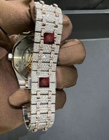 Jam Tangan Mewah Stainless Steel Berlian 40mm Analog Mekanik Unisex Fashion Kristal Safir Kunci Lipat GPS Alarm