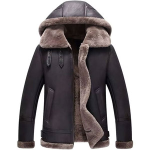 Nouveautés : Manteau en fausse fourrure, vestes en cuir zippées en polaire pour hommes, veste de moto chaude pour l'hiver et l'automne - Product Image 1