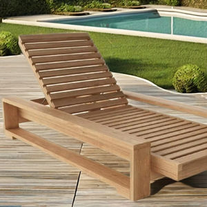 Chaises longues en teck de qualité supérieure, fabriquées en bois de teck massif de couleur naturelle pour l'ameublement extérieur - Product Image 1