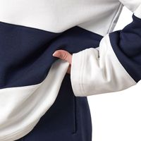 Camisa de Rugby a Rayas Azul Marino y Blancas para Mujer, Manga Larga, Cuello Camisero, Estilo Casual, Corte Holgado, Mezcla de Algodón, Uso Diario