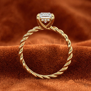 14K Yellow Gold Twisted Rope Radiant <b>Solitaire</b> – Braided Vine Engagement <b>Ring</b> Yellow Gold Over <b>Silver</b> Radiant Cut <b>Ring</b> - Product Image 3