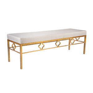 Modern Waterproof Durable Upholstered <b>Bench</b> Gold Metal Frame Contemporary Design Comfortable Seating Living Room Dining Bedroom - Product Image 1