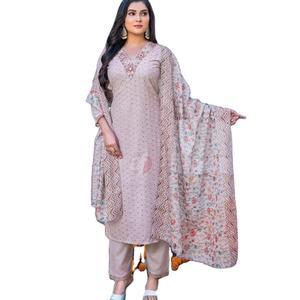 El último diseñador algodón seda bordado secuencia trabajo Kurti conjunto por Fab Zone - Product Image 1